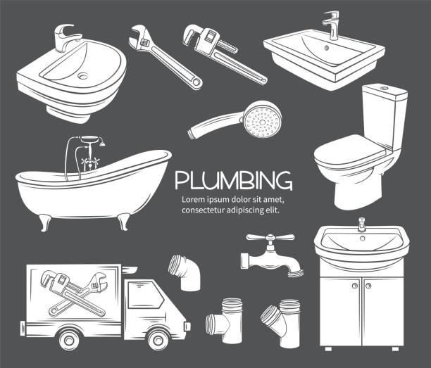ilustrações, clipart, desenhos animados e ícones de encanamento branco em ícones glifos pretos - bathroom sink illustrations
