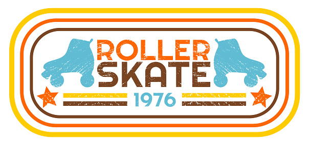 Retro vintage roller skate 1976 banner