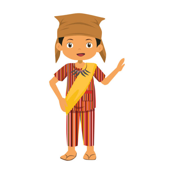 ein mann trägt toraja traditionelles kleid, indonesien - christmas three dimensional shape small men stock-grafiken, -clipart, -cartoons und -symbole