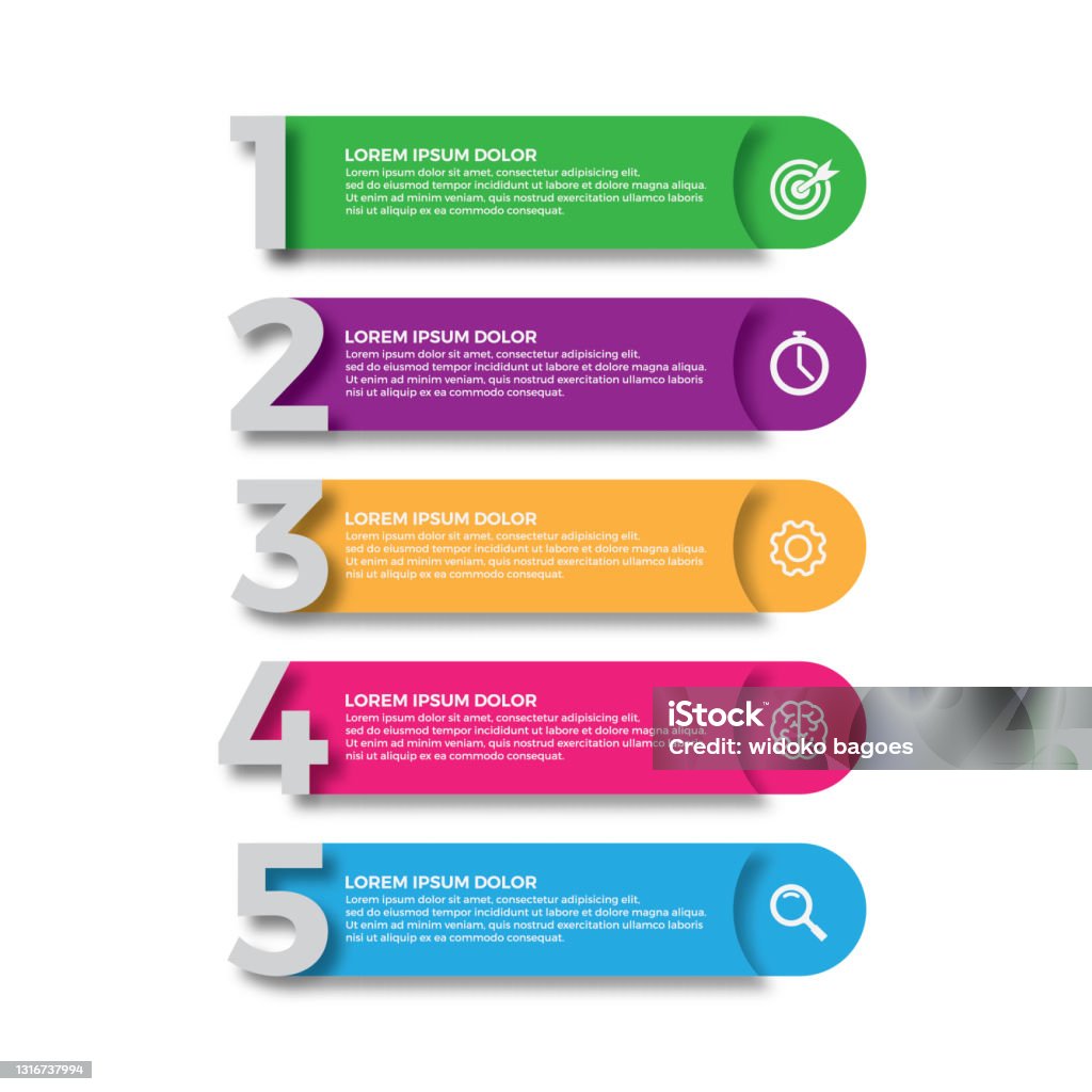 Simple Color Infographic Simple Multi Color Sticky Line Steps Info Graphics Template Modern ...