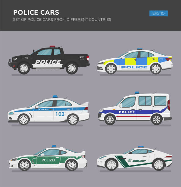 полицейские машины - police station flash stock illustrations