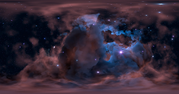 3d rendering. Space background with nebula and stars. Environment 360 HDRI map. Equirectangular projection, spherical panorama.