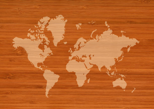 istock World map on brown wooden wall background 1316740771