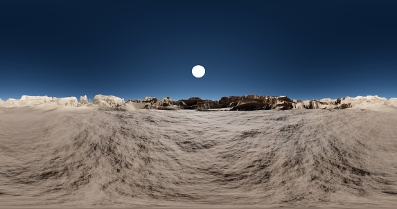 Highlands landscape on the background of the sun. 360 degrees . Equirectangular projection, environment map, HDRI spherical panorama. 3d rendering