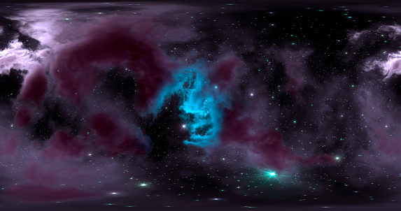3d rendering. Space background with nebula and stars. Environment 360 HDRI map. Equirectangular projection, spherical panorama.
