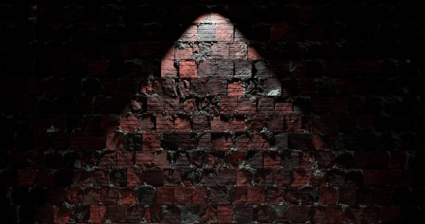 istock 3d rendering. Brick wall illuminated by neon pink light from spotlights. Abstract background Light effect on a serving surface. 1316741699