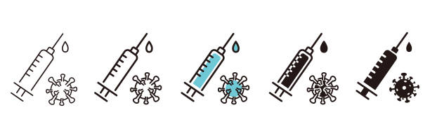 znak szczepionki medycznej. ikona strzykawki medycznej. zestaw zaszczepionych zaszczepionych - syringe silhouette computer icon icon set stock illustrations