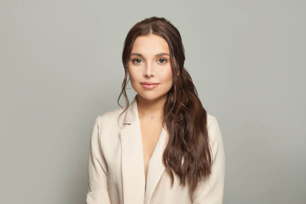 istock Attractive woman brunette on white background 1316747587