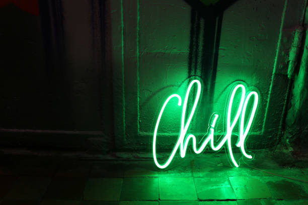 istock Green neon sign chill. Trendy style. 1316750909
