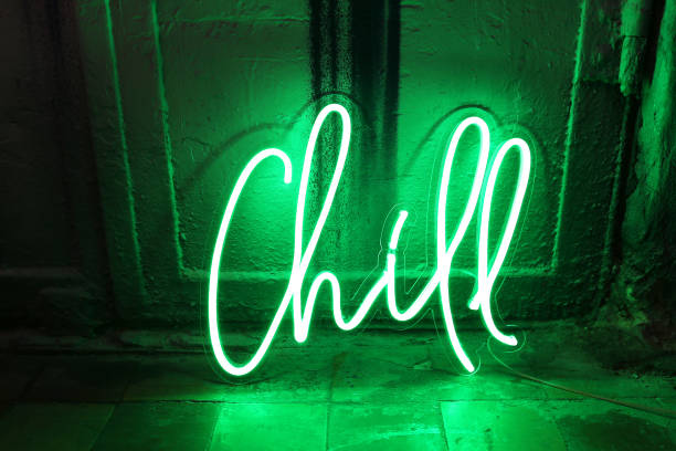 istock Green neon sign chill. Trendy style. 1316750918