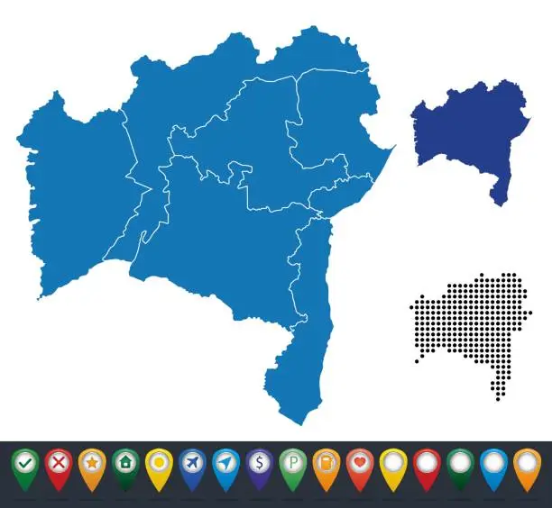 Vector illustration of Set maps of Bahia state