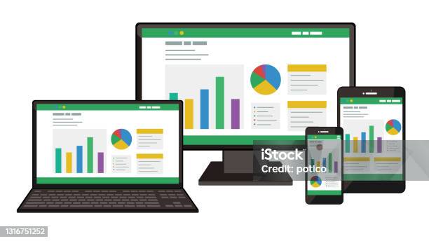 Multi Device Graphics Responsive Design Multidevice Illustration Graph Stock Illustration ...
