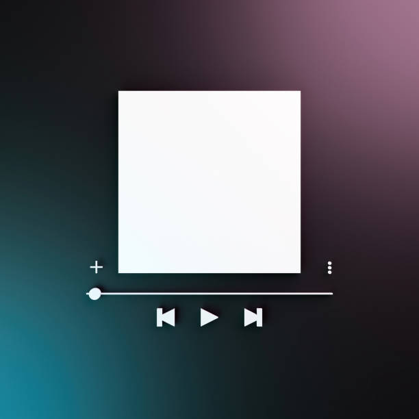 ネオン照明付きの音楽プレーヤーインターフェイスモックアップ - ipod ストックフォトと画像