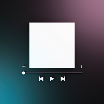 music player interface mockup with neon lighting. 3d render
