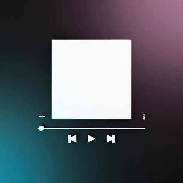 Photo of music player interface mockup with neon lighting
