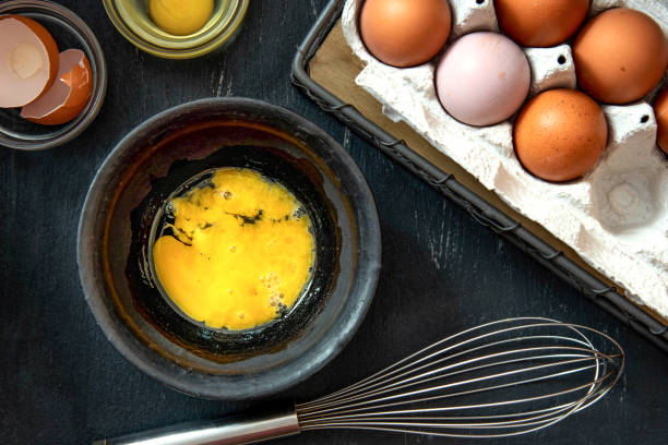 istock Beaten egg yolks in a bowl on a dark background 1316761228