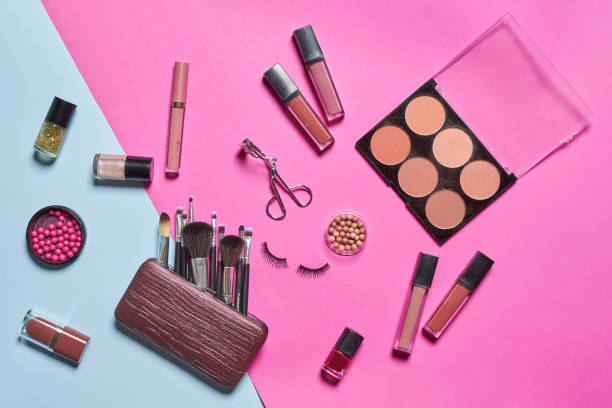 istock Female cosmetics bag. Make-up products set 1316765471