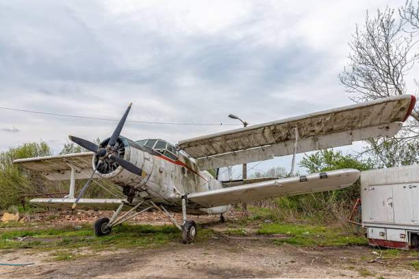 istock Abandoned old biplane. Airplane Cemetery 1316767798
