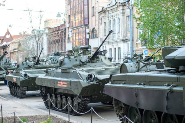 istock Military equipment parade on victory day 1316773944