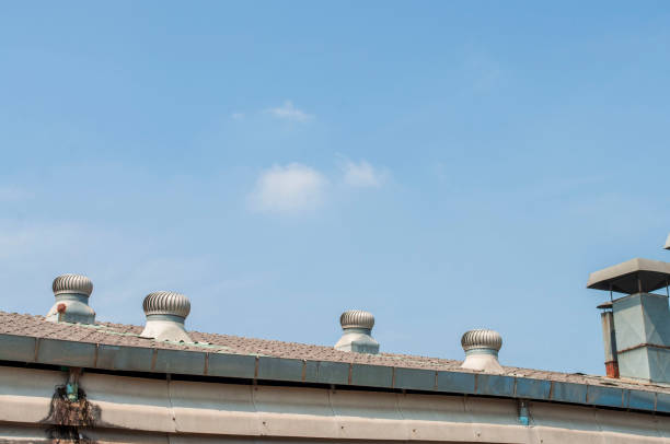 Ventilation vents on the building roof.