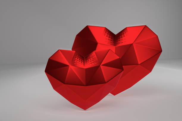 istock 3D rendering. Red polygonal hearts valentines day 1316774207
