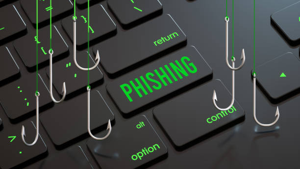 concetto di phishing, concetto di hacking, concetto di gancio di phishing - spam computer hacker computer keyboard e mail foto e immagini stock