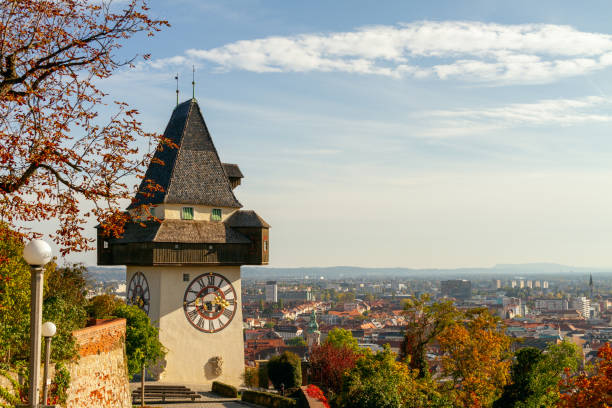 istock Old city Graz in Austria - Graz Clock Tower 1316775465