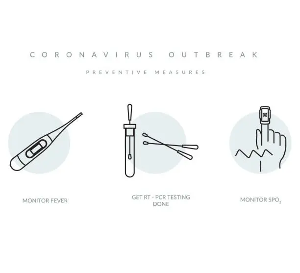 Vector illustration of Coronavirus Pandemic - Monitor Health Parameters - Icon