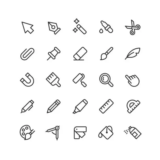 Vector illustration of Graphic Designer Tools Line Icons
