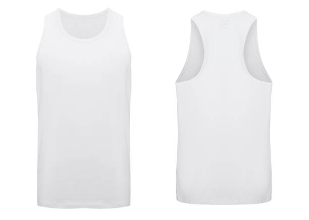 Close-up of a white running vest top