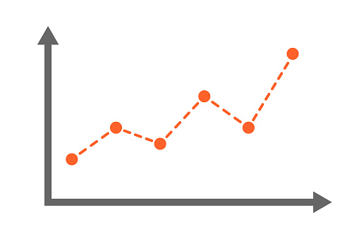 Line graph of rise. Vector illustration.