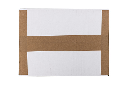 sealed white cardboard side isolated on white with clipping path
