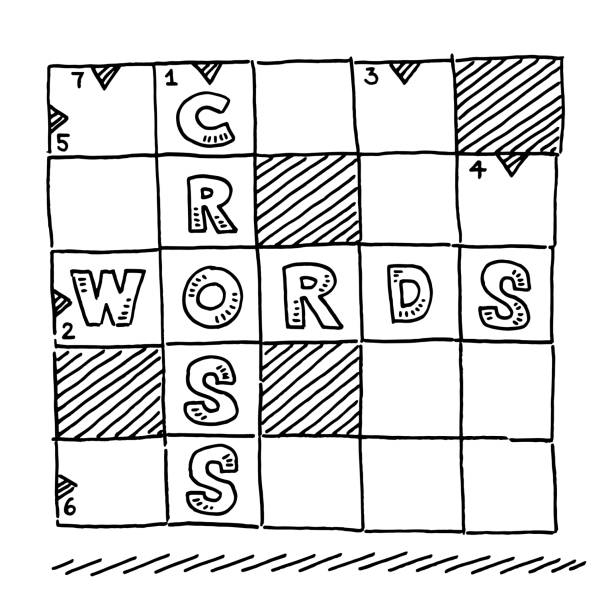 Crosswords Puzzle Game Symbol Drawing Hand-drawn vector drawing of a Crosswords Puzzle Game Symbol. Black-and-White sketch on a transparent background (.eps-file). Included files are EPS (v10) and Hi-Res JPG. crossword stock illustrations