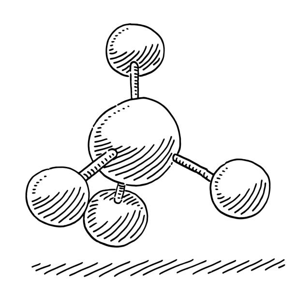 ilustrações, clipart, desenhos animados e ícones de desenho de moléculas de metano - hydrogen bonding
