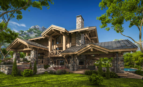 istock 3d rendering of modern cozy chalet 1316782795