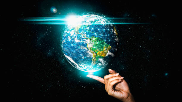 istock Global network connection covering earth with link of innovative perception 1316783133