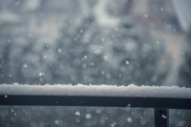 istock Handrails on a balcony covered with snow 1316784676