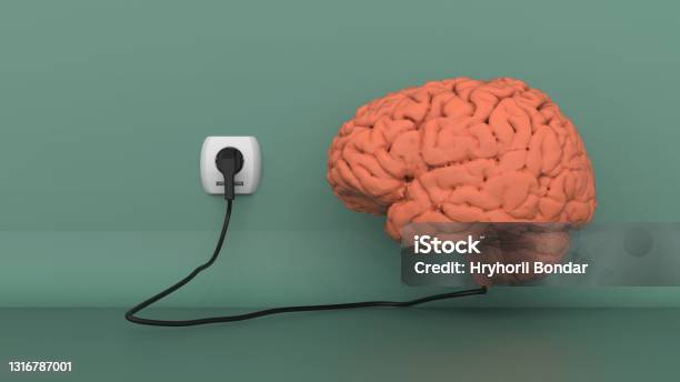 Human Brain Concept Idea 3d Image Stock Photo - Download Image Now - Electric Plug, Intelligence, Electrical Outlet