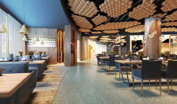 istock 3d render of cafe restaurant interior 1316787288