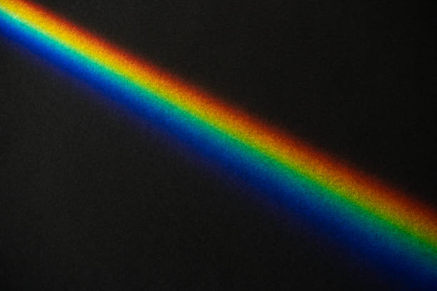 Rainbow prism streek on black textured paper background