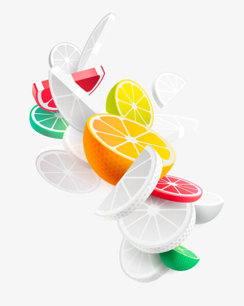 istock Colorful and white 3D citrus fruits. 1316795019