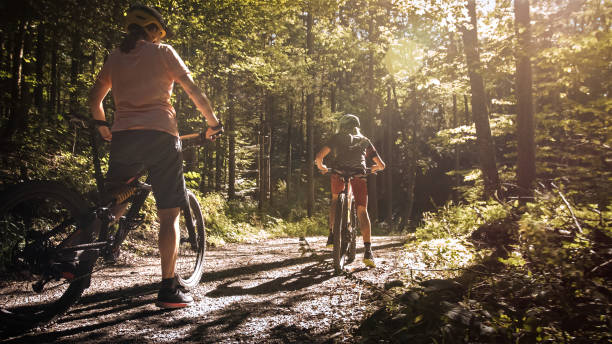 istock Two females riding mtb bikes 1316795092