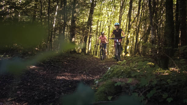 istock Two females riding mtb bikes 1316795124