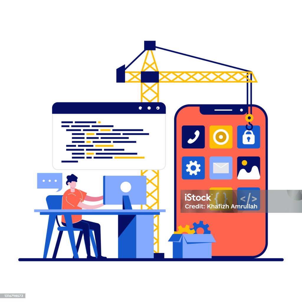 tiny people programmer or developer create code... People Programming Concept With Tiny Character Programmer Developer ...