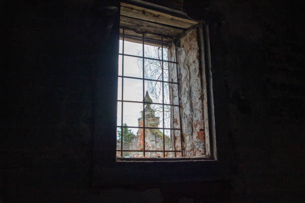 istock window with lattice in the church with view on belfry 1316800723