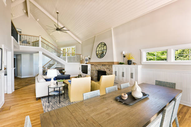 istock Modern Living Room Home Interior Design with fireplace and Television 1316802408