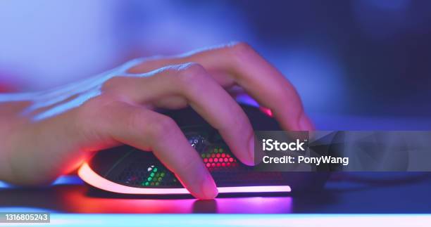 Esport Rgb Mouse Click Stock Photo - Download Image Now - Computer Mouse, Video Game, Gamer