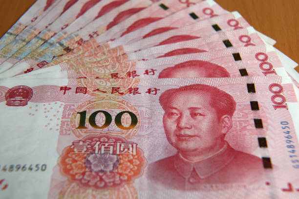 fundo de nota de dinheiro yuan chinês - cny - fotografias e filmes do acervo