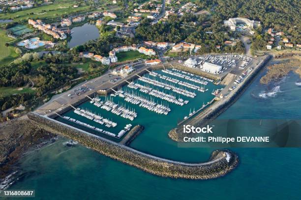 Bourgenay Port Talmontsainthilaire Seen From The Sky Stock Photo - Download Image Now