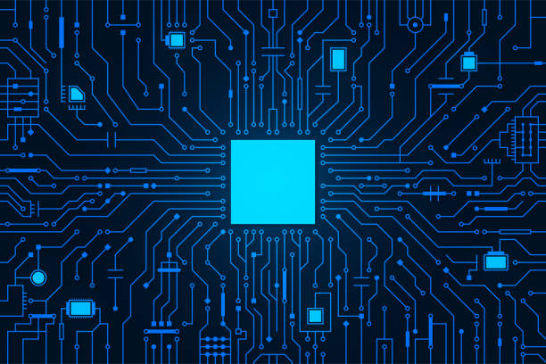 Circuit board background. CPU microchip, abstract conductor scheme and other circuit components. Computer motherboard, digital abstract background. Circuit board abstract technology background Circuit board background. CPU microchip, abstract conductor scheme and other circuit components. Computer motherboard, digital abstract background. Circuit board abstract technology background. Vector semiconductor stock illustrations